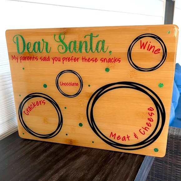 Santa Adult Snacks Wine Tray Cutting Board Resin Wood Cutting Board Charcuterie - Picture 8 of 9